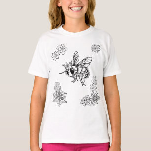 T-shirts A abelha de rainha com flores suporta as asas por