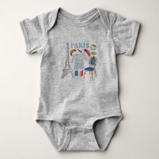 T-shirts A aguarela francesa de Paris Doodles Onsie