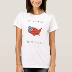 T-shirts A americana   meu coração está no mapa dos EUA