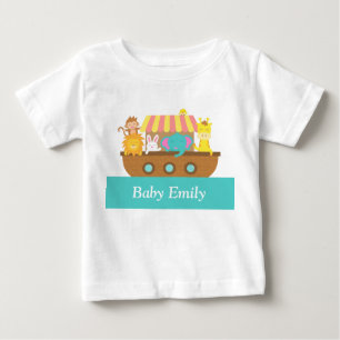 T-shirts A Arca de Noé, Animais Fofos para Bebê Menino ou M