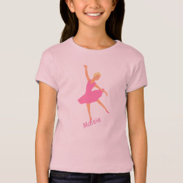 T-shirts A bailarina no tutu cor-de-rosa adiciona o nome