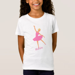 T-shirts A bailarina no tutu cor-de-rosa adiciona o nome