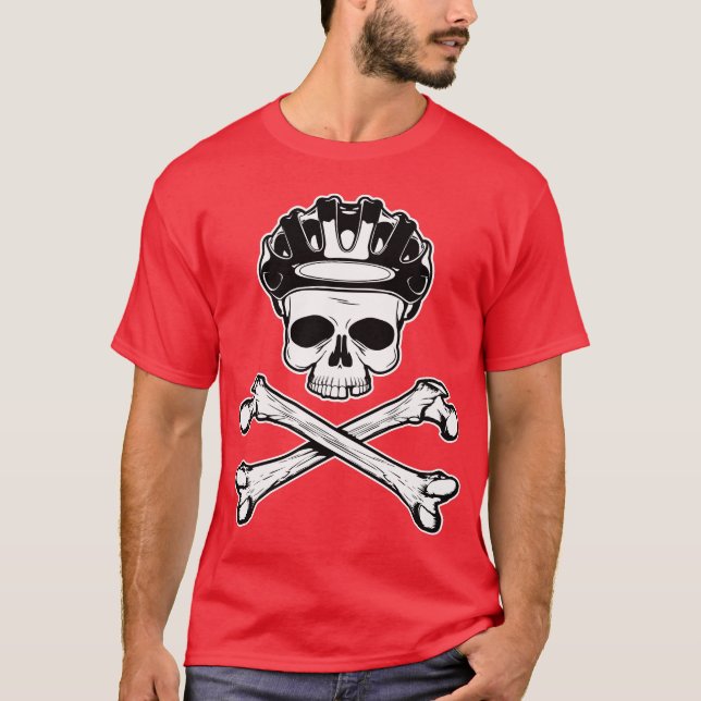 T-shirts A bicicleta ou morre - bicicleta e Crossbones (Frente)