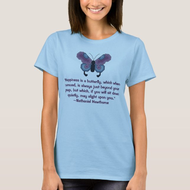 T-shirts A borboleta, "felicidade é uma borboleta, que whe… (Frente)