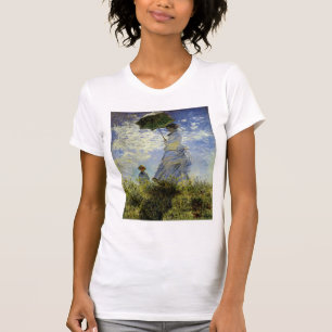 T-shirts A caminhada, senhora com um parasol