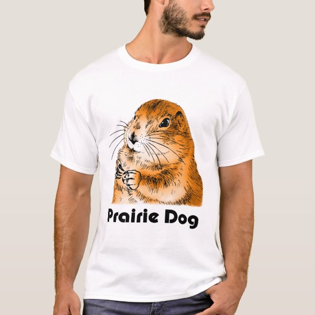 T-shirts a cara de cão de pradaria (Frente)