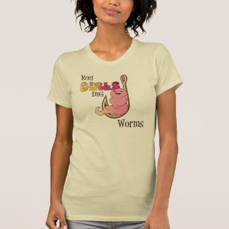 T-shirts A escavação das meninas do carretel Worms o