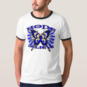 T-shirts A esperança do cancer retal acredita a borboleta