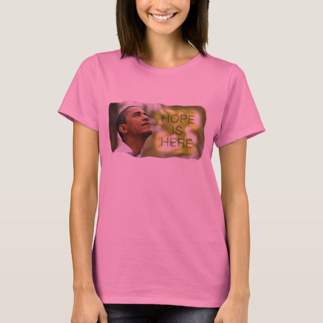 T-shirts A esperança por muito tempo Sleeved das senhoras (Frente)