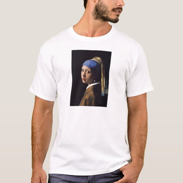 T-shirts A garota com pérolas a ouvir por Vermeer (Frente)