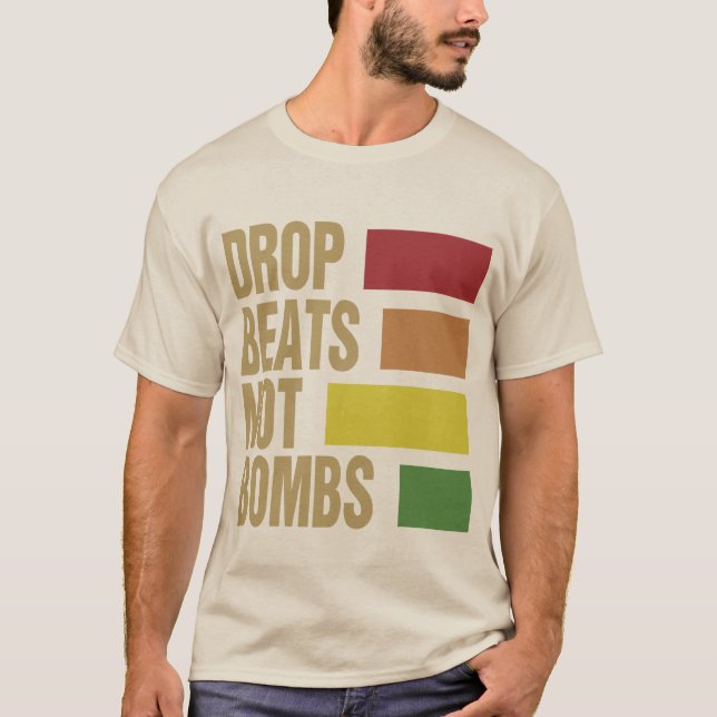 T-shirts A gota bate não bombas (Frente)