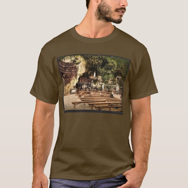 T-shirts A gruta de Notre Dame, Lourdes, Pyrenees, franco (Frente)