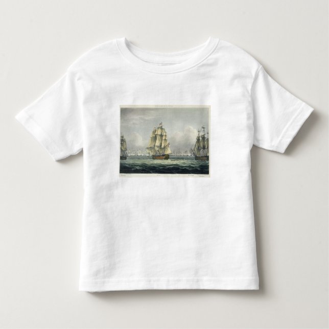 T-shirts A HMS Victory que navega para a linha francesa (Frente)