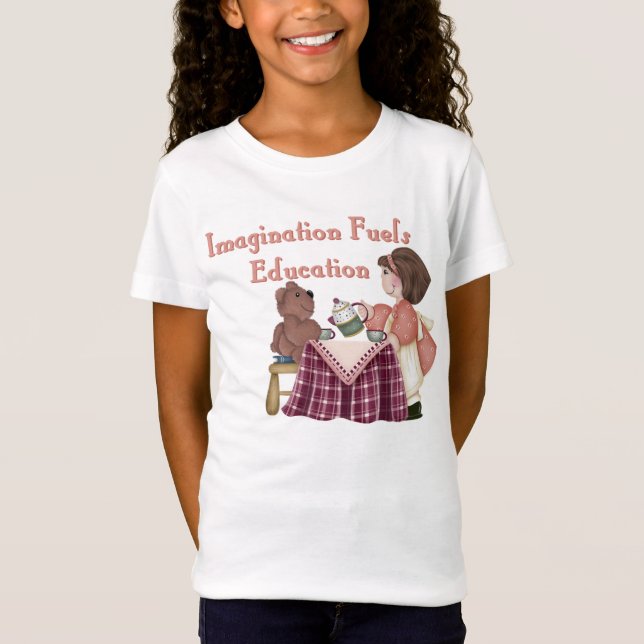 T-shirts A imaginação alimenta a educação (teaparty) menina (Frente)
