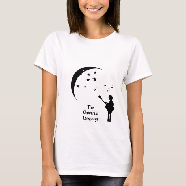 T-shirts A língua universal - música com a lua (Frente)