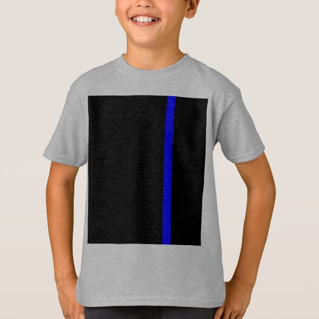 T-shirts A linha azul-fina simbólica num decor preto (Frente)