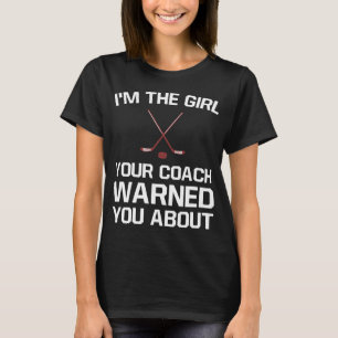 T-shirts A menina seu treinador advertiu-o sobre o hóquei