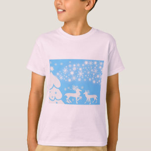 T-shirts A natureza ajardina cervos do floco de neve do