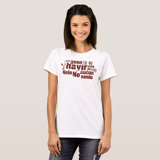 T-shirts A palavra "Não" em diferentes idiomas... (Frente Completa)