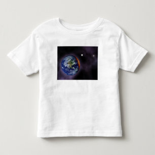 T-shirts A terra mostrada nas bordas exteriores