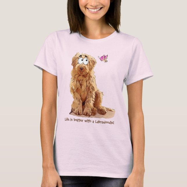 T-shirts A vida é melhor com um Labradoodle (Frente)