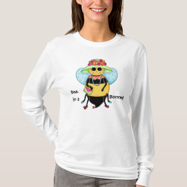 T-shirts Abelhas em um Bonnet Whimsy Honey Art Personalizad (Frente)
