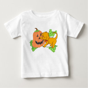 T-shirts Abóbora bonito e filhote de cachorro do Dia das