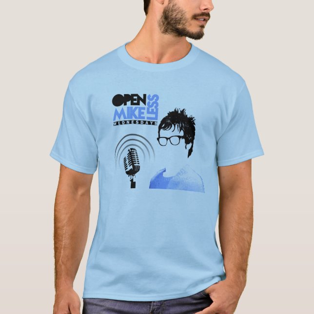 T-shirts Abra o azul do Tshirt de Mikeless com datas da (Frente)