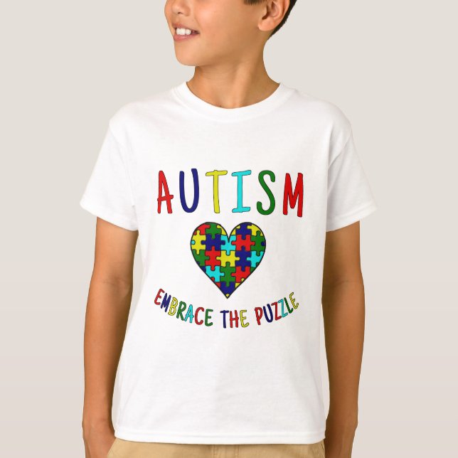 T-shirts Abraço do autismo o quebra-cabeça (Frente)