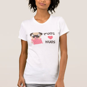 T-shirts Abraços bonitos do amor dos Pugs do cão de filhote