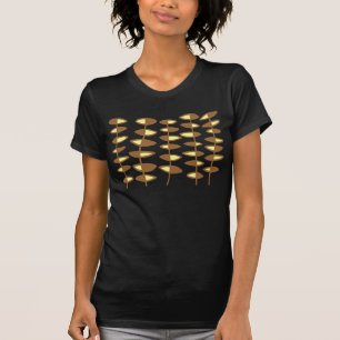 T-shirts Abstrato alterno das folhas - Brown e creme
