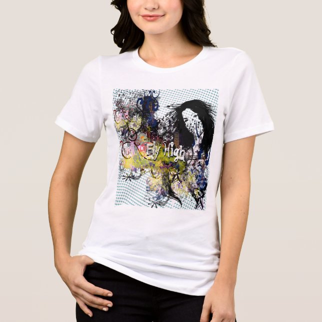 T-shirts Abstrato de Voo dos Pontos Retro Alto (Frente)