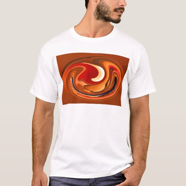 T-shirts Abstrato Funky laranja queimada e design vermelho (Frente)