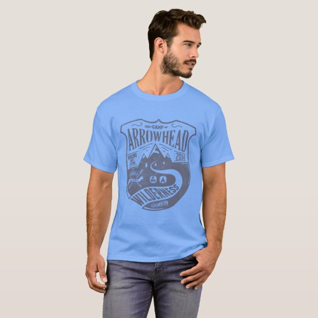 T-shirts Acampamento Arrowhead, Montanhas Wilderness, (Frente Completa)