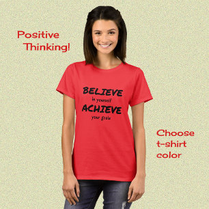 T-shirts Acredite em alcançar texto motivacional