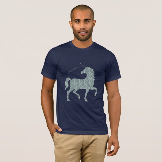 T-shirts Acredite em Unicorn Fantasy Magical Horse Clipart (Frente Completa)