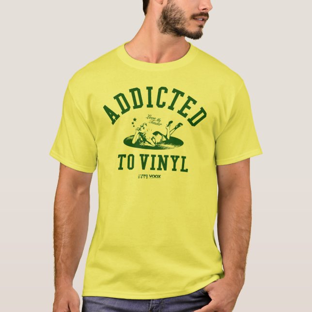 T-shirts Addicted to vinyl (green) (Frente)