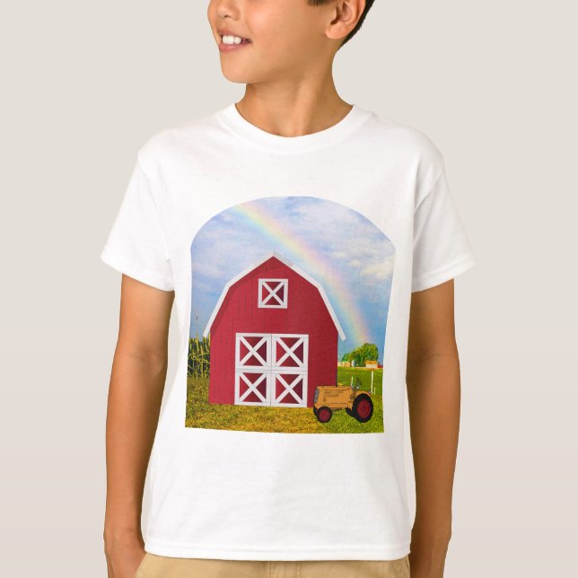 T-shirts Adicione seu nome ao Red Barn com o Blue Sky (Frente)