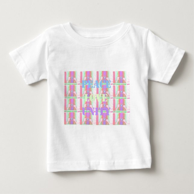 T-shirts Adorável Bebê Jovens Paz Com Pop de Arte. (Frente)