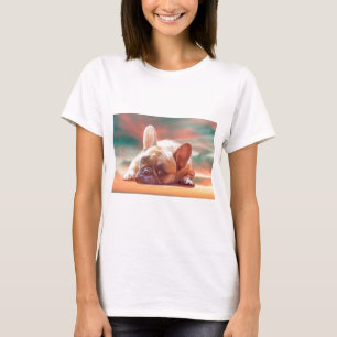 T-shirts Adorável Pintura em Aquarela de Bulldog Francês