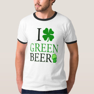 T-shirts Adoro Ruas de Cerveja Verde "Shamrock". Dia de Pat