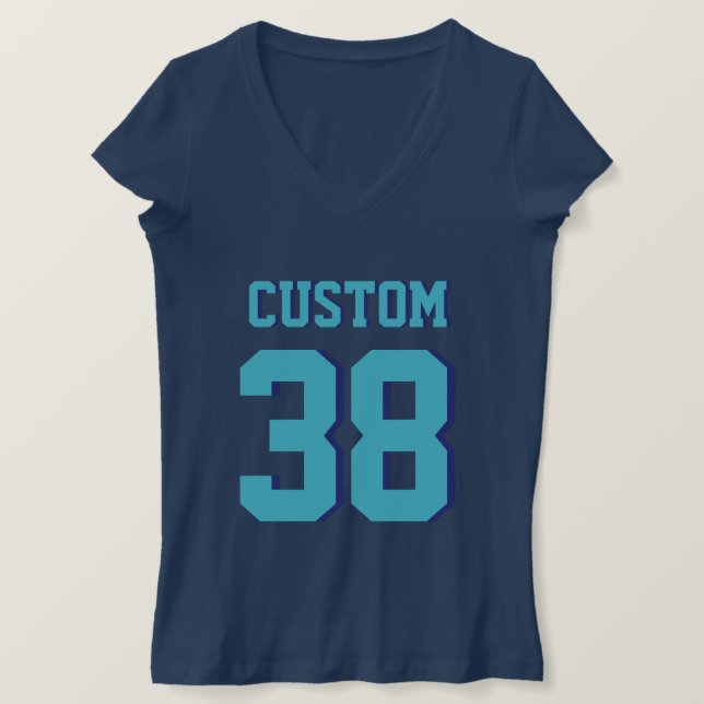 T-shirts Adultos de marinho e Turquesa | Futebol desportivo (Frente do Design)