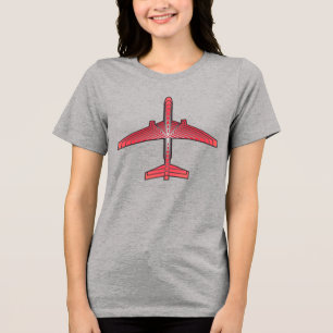 T-shirts Aeronave Art Deco, Laranja Coral e Cinzas de Prata