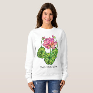 T-shirts Aguarela Lotus cor-de-rosa com botões & folhas