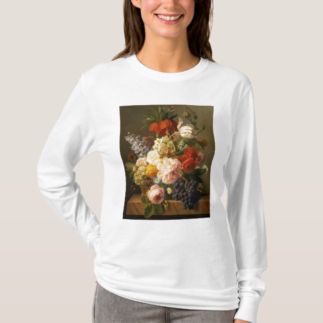 T-shirts Ainda vida com flores e fruta, 1827 (Frente)