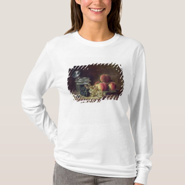 T-shirts Ainda vida com uma cesta dos pêssegos (Frente)