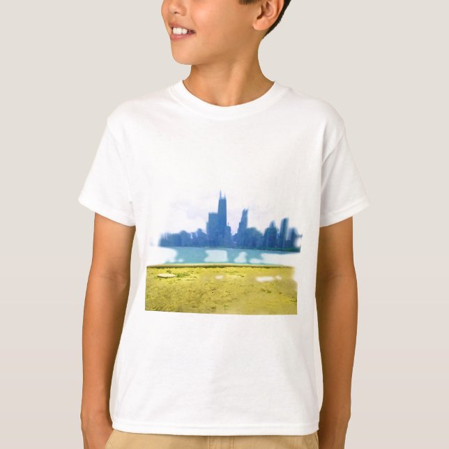 T-shirts Air Brushing Chicago Skyline Art (Frente)