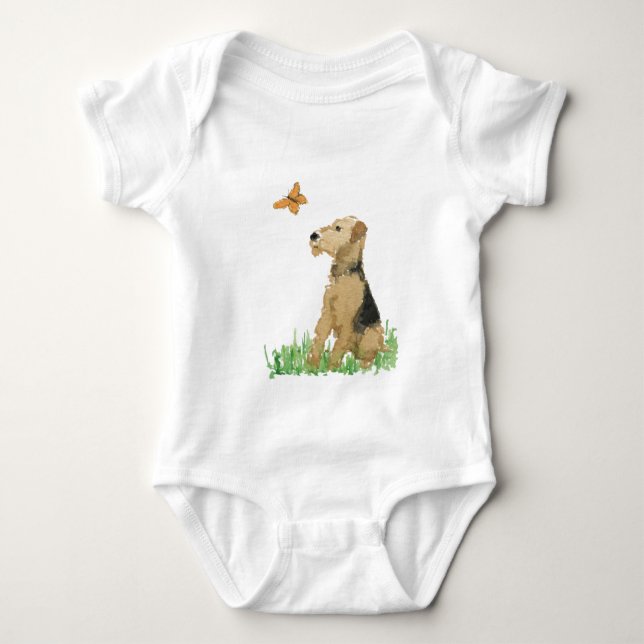 T-shirts Airedale Terrier & borboleta (Frente)