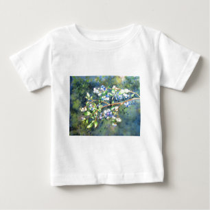 T-shirts Airelas azuis, pintura com fruta romântica