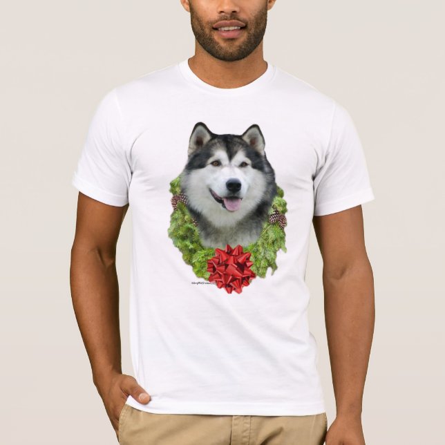 T-shirts Alaskan Malamute Wreath (Frente)